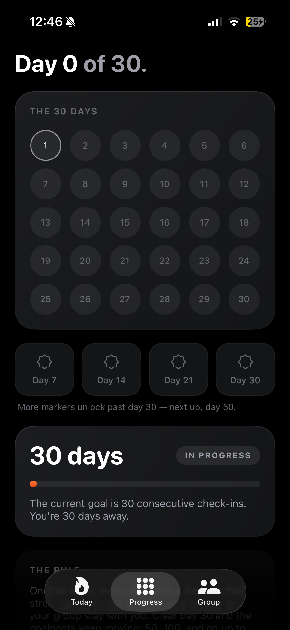 Habit Tap 30-day progress screen